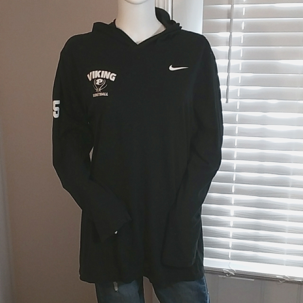 Nike Viking Basketball Size L-G Women's Black Hooded Long Sleeves Sweatshirt. - Picture 2 of 11